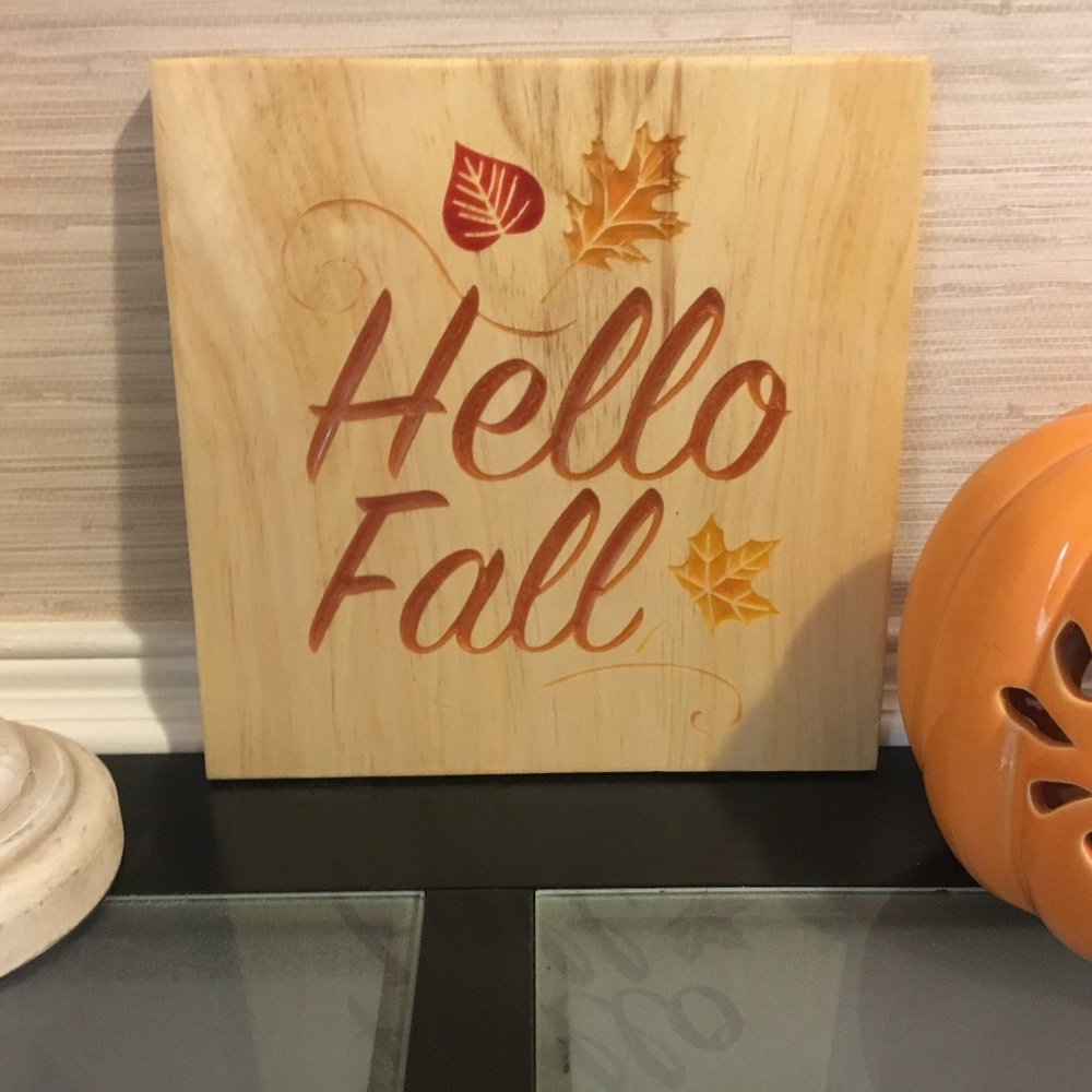 Hello Fall 9x9 wood art with epoxy inlay, handmade